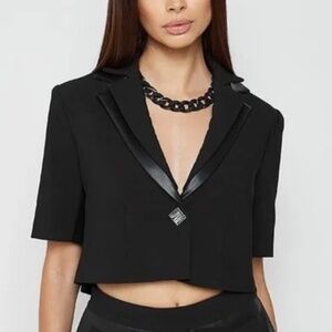 MANIERE DE VOIR | double lapel cropped blazer (co-ord)